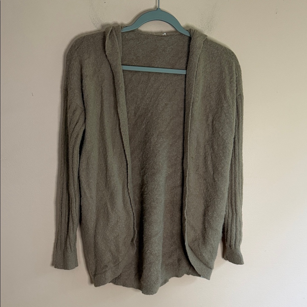 Abercrombie & Fitch Tan Open-Front Hooded Cardigan